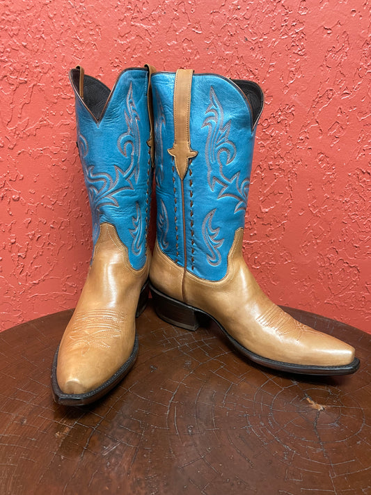 Bronzer and Turquoise Calfskin Cowboy