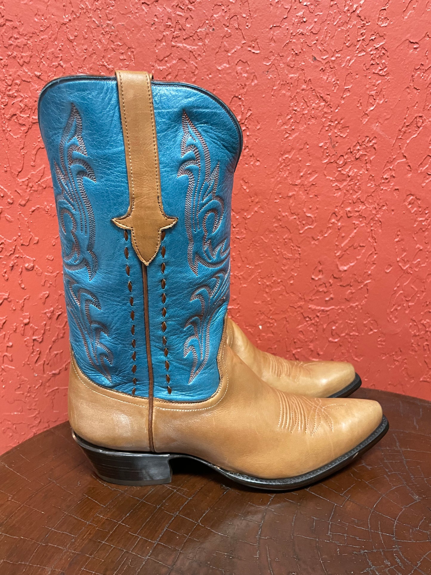Bronzer and Turquoise Calfskin Cowboy