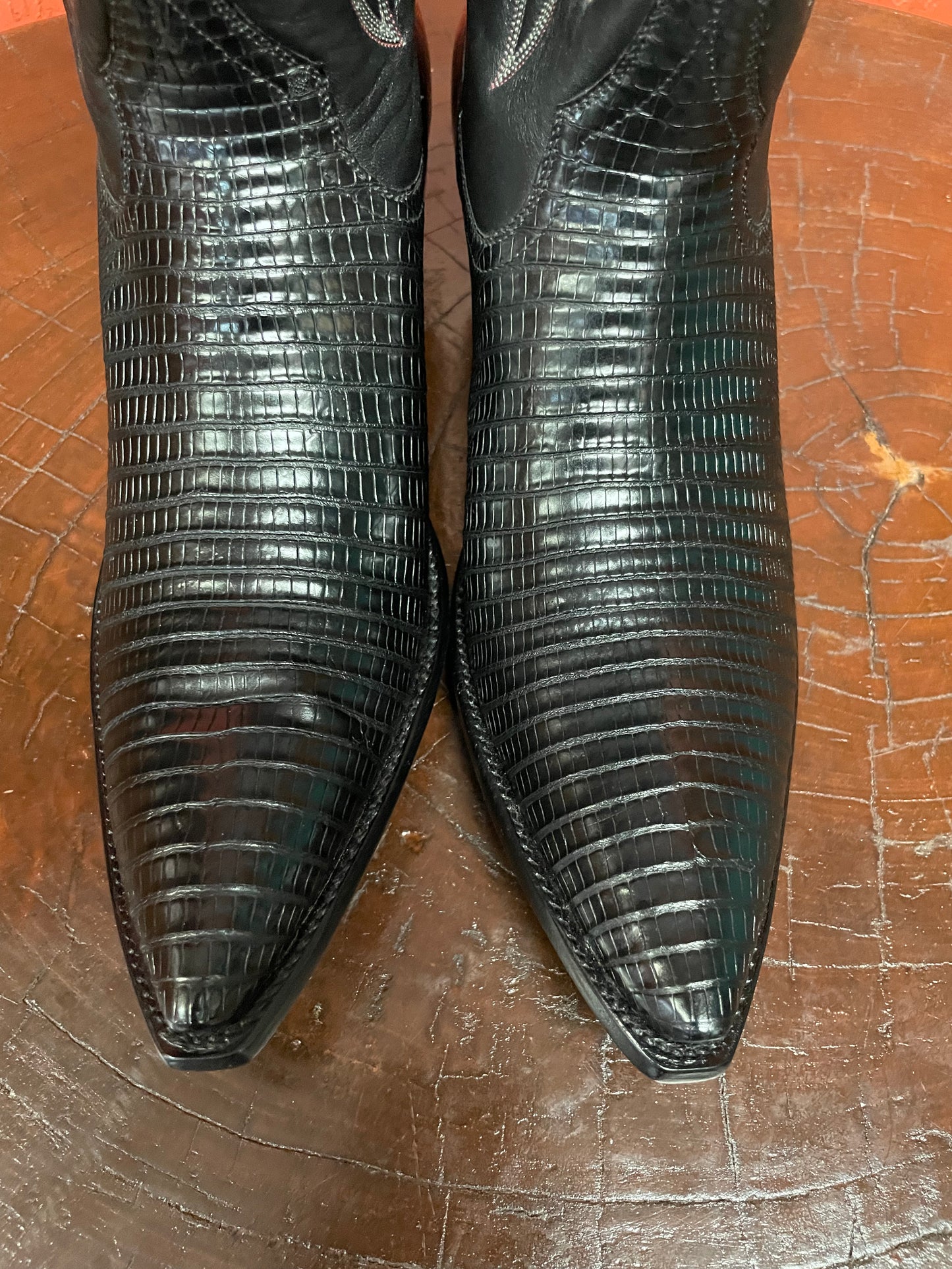 Noir Teju Lizard Cowgirl Boot