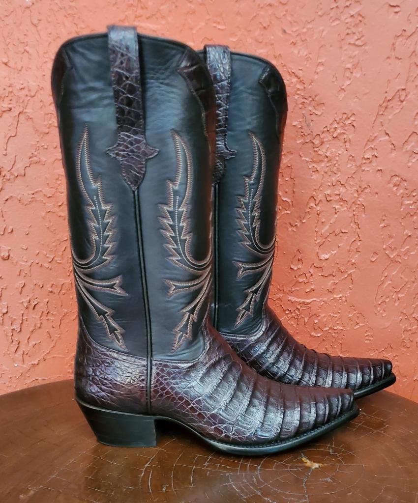 Mocha Caiman Belly Et Calfskin Cowboy