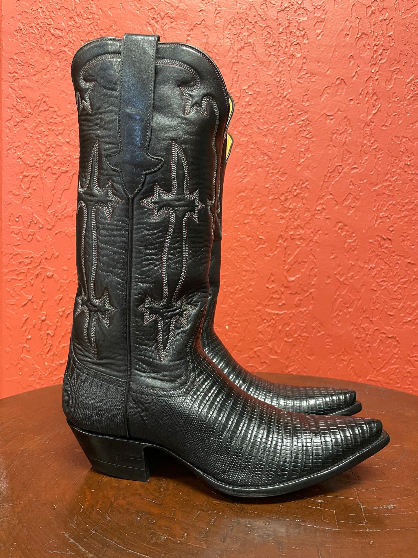 Noir Teju Lizard Cowgirl Boot
