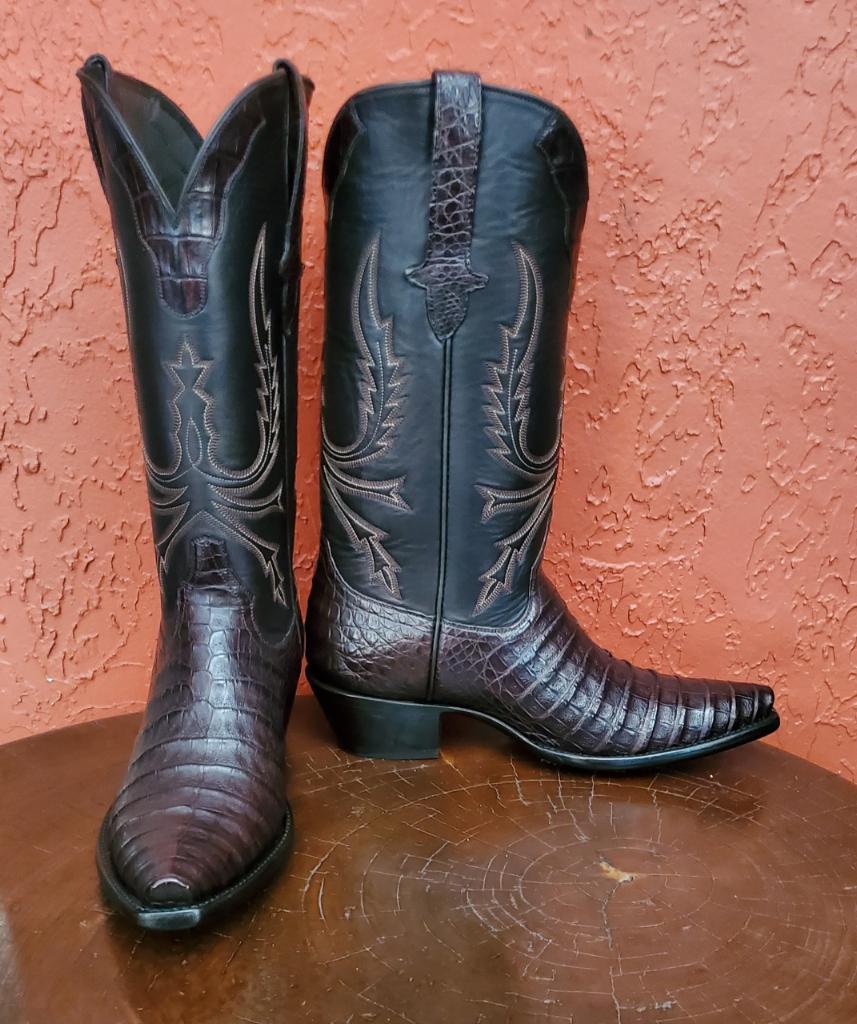 Mocha Caiman Belly Et Calfskin Cowboy